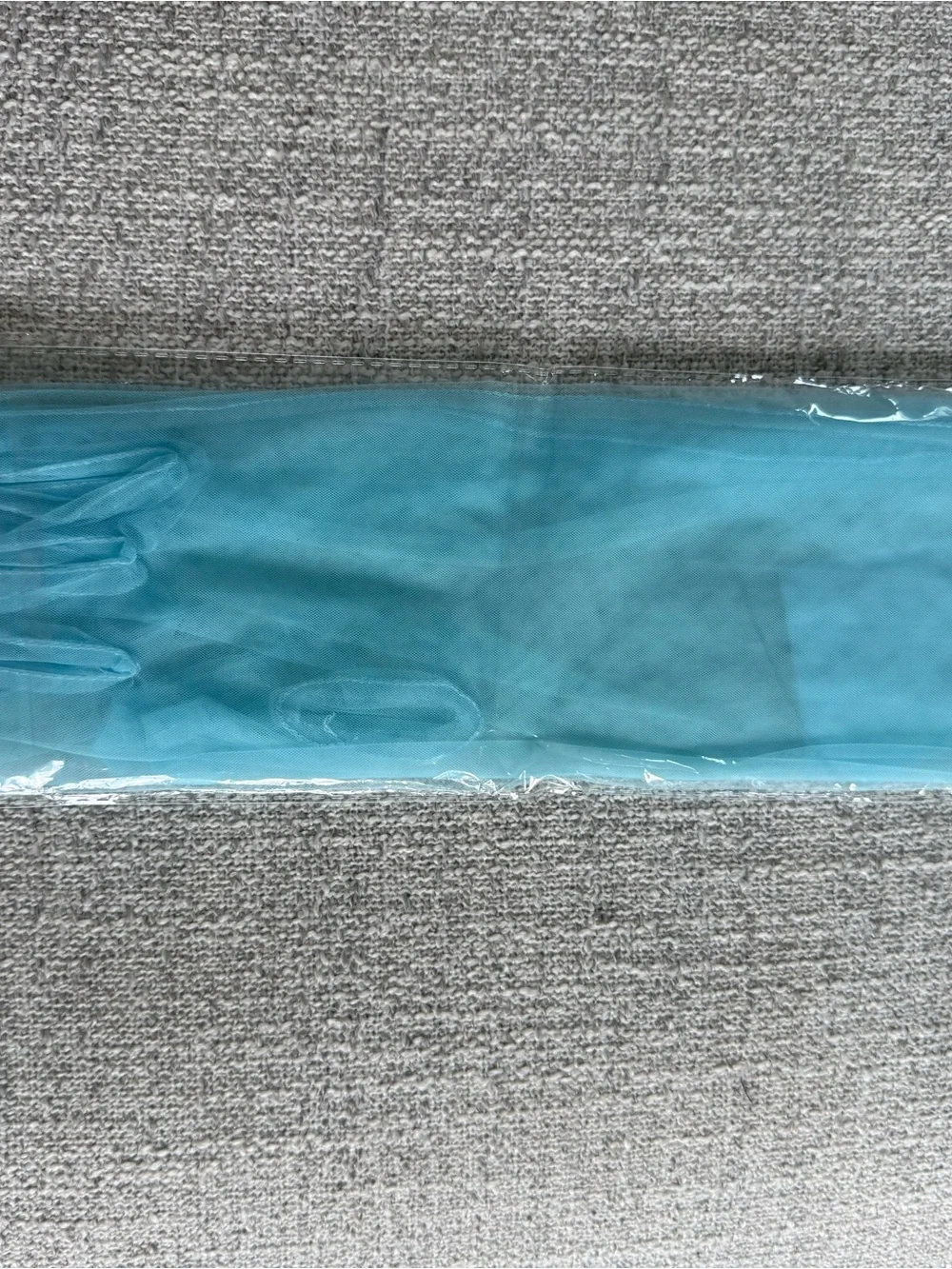 Sheer Light Blue Ruched Gloves